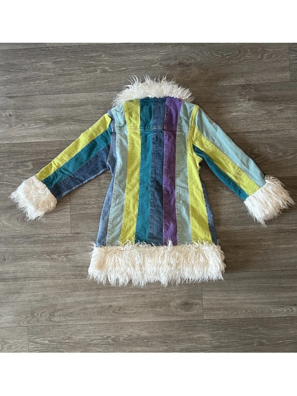 Vintage Y2K Children’s Place Penny Lane Coat 7/8 Patchwork Faux Fur Corduroy - Picture 2 of 15